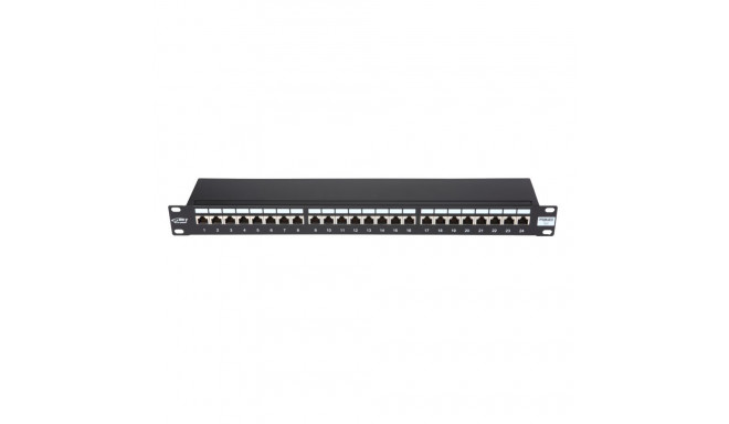 19´´ Patch Panel, 24xRJ45, shielded, Cat5e, 1U, black