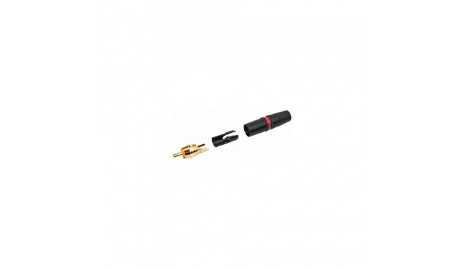 RCA pistik kaablile, punane, metall, kullatud ų3,0..6,1mm (Neutrik)
