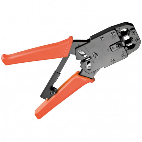 crimping tool for modular plugs - incl. wire cutter and stripping tool