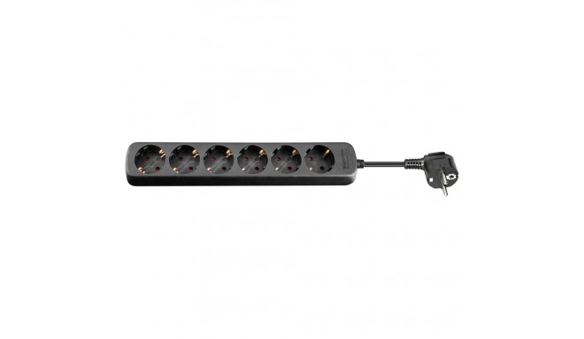 AC Power Strip 6-way, 1.5 m, Black