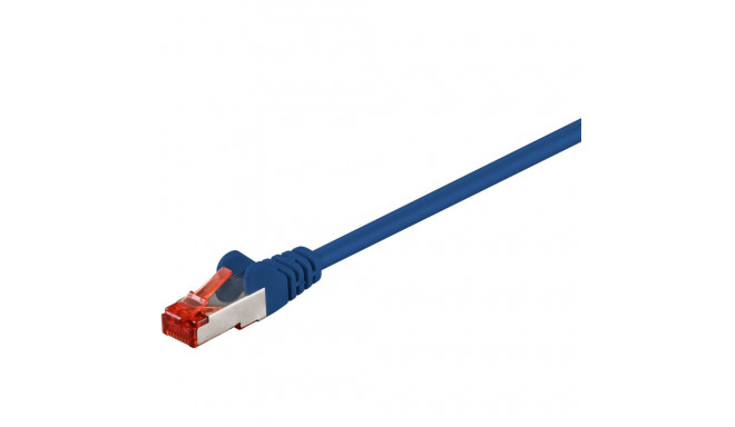Cat6 Network cable, LS0H, S/FTP 2x shielded: PIMF + braid shield 2xRJ45 plug blue 1m