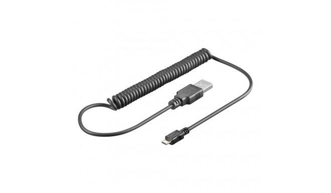 Micro-USB spiral extension cable. 1.5m