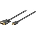 HDMI - DVI-D Single Link kaabel 5.0m, kullatud, 1080p (mõlemasuunaline)