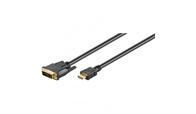 HDMI - DVI-D Single Link kaabel 5.0m, kullatud, 1080p (mõlemasuunaline)