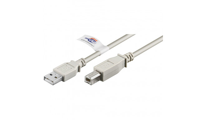USB 2.0 kaabel A - B 2.0m, USB sertifikaadiga, hall