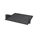 Fixed shelf 19´´ 400mm, 2U, with movable ears RAL 9005 black