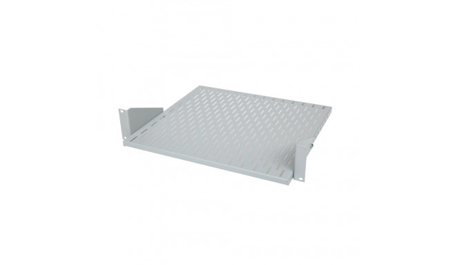 Fixed shelf 19´´ 400mm, 2U, with movable ears RAL 7035 grey