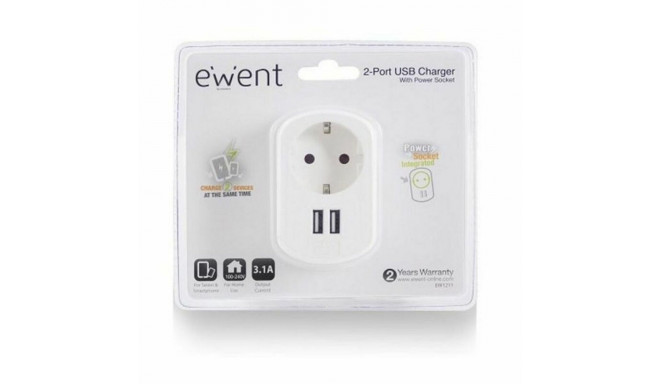 Wall Plug with 2 USB Ports Ewent EW1211 3,1 A