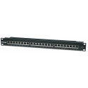 Intellinet Patch Panel, Cat6, FTP, 24-Port, 1U, Shielded, 90° Top-Entry Punch-Down Blocks, Black