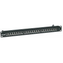 Intellinet Patch Panel, Cat6, FTP, 24-Port, 1U, Shielded, 90° Top-Entry Punch-Down Blocks, Black