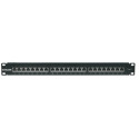 Intellinet Patch Panel, Cat6, FTP, 24-Port, 1U, Shielded, 90° Top-Entry Punch-Down Blocks, Black