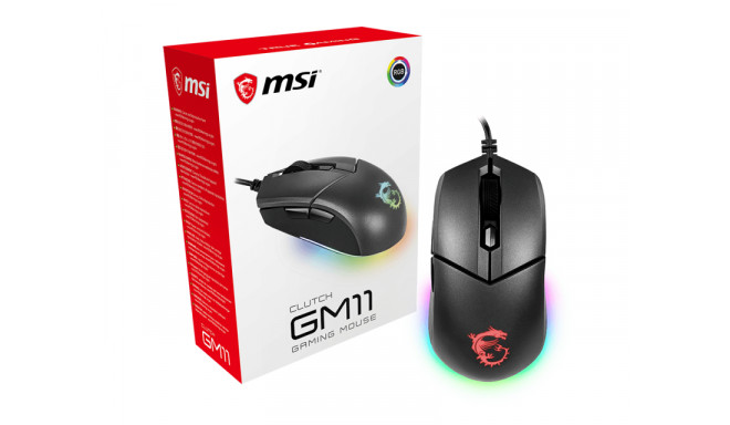 MSI CLUTCH GM11 WHITE Gaming Mouse &#039;2-Zone RGB, upto 5000 DPI, 6 Programmable button, Symme