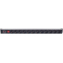 Intellinet Vertical Rackmount 12-Way Power Strip - German Type, With On/Off Switch and Overload Prot