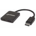 Manhattan DisplayPort 1.2 to 2-Port DisplayPort 1.2 Splitter Hub with MST, 4K@30Hz, USB-A Powered, V