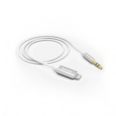 Audiokaabel Hama Lightning - 3.5mm 3-pin pistik, valge 1.0m AUX-In adapterkaabel Apple seadme helise