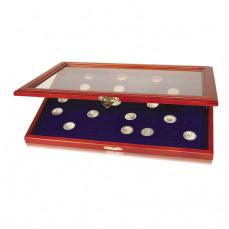 SAFE Wooden Display Case for 35 Coins up to 33mm diameter