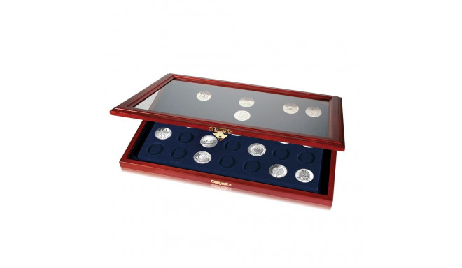SAFE Wooden Display Case for 35 Coins up to 33mm diameter