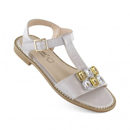 Comfortable sandals with zircons S.Barski W OLI261B, silver (37)