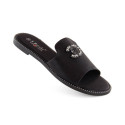 Comfortable flip-flops with rhinestones S.Barski W OLI258A, black (37)