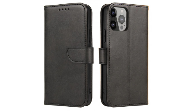 Magnet Case for Samsung A15 with flap and wallet - black