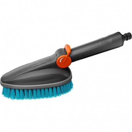 GARDENA Cleansystem hand brush M hard, washing brush (grey/turquoise, all-round soft plastic strip)