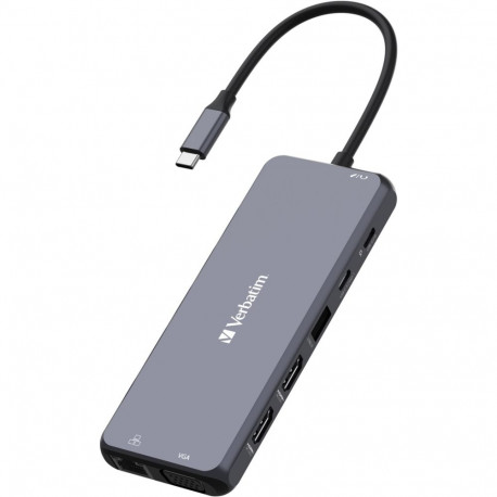 USB-C Pro Multiport-Hub CMH-14, 14 Port (grau, 2x HDMI, VGA, RJ-45, 5x USB-A, Audio, 2x USB-C, PD, S