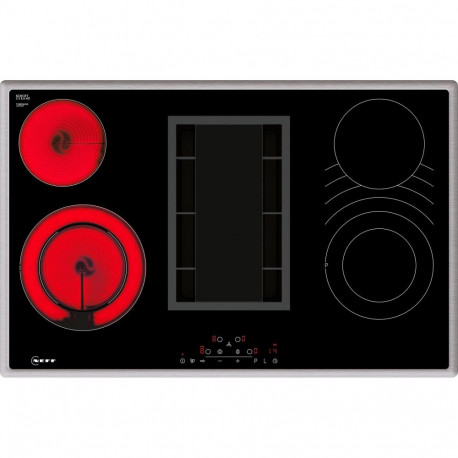 Neff T18BD3AN0, self-sufficient hob (black/stainless steel, with integrated extractor hood)