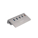 DeLOCK USB 10 Gbps hub with 4 USB Type-A ports + 1 quick charging port, USB hub (grey, incl. power s