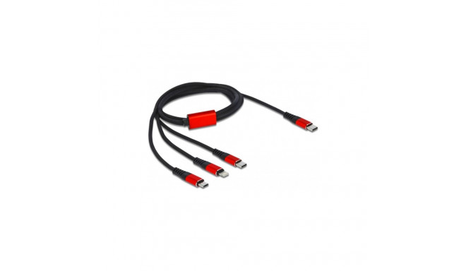 USB-laadimiskaabel USB-C pistik Micro-USB + USB-C + Lightning pistikud 1m kaitseümbrisega ainult laa