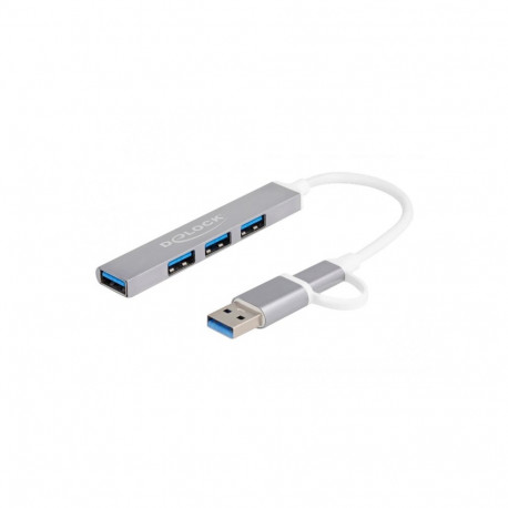 4-pordiline õhuke USB-hub USB Type-C või USB Typ-A