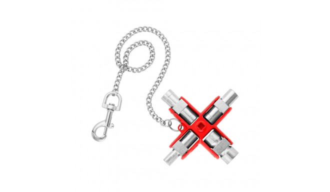 KNIPEX universal key 00 11 06, socket wrench (silver/red, for common cabinets and locking systems)