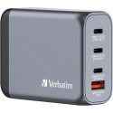 Verbatim GaN charger 100W, 1x USB-A, 3x USB-C (grey, PD 3.0, QC 3.0)