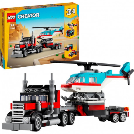 31146 Creator 3-in-1 Tieflader mit Hubschrauber