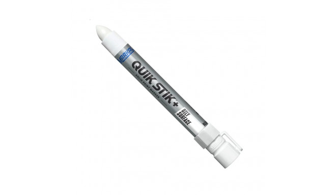 Markal QUIK STIK+ solid paint marker – industrial-grade, 13 mm bullet tip, white, twist-up mechanism