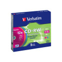 VERBATIM CD-RW 80 min. / 700 MB 8-12x 5-pack slim jewelcase DataLife Plus Colour