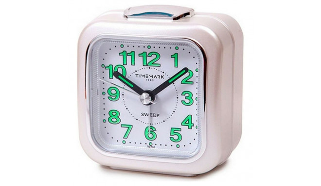 Analogais Pulkstenis ar Modinātāju Timemark Balts Kluss ar skaņu Nakts režīms (7.5 x 8 x 4.5 cm)
