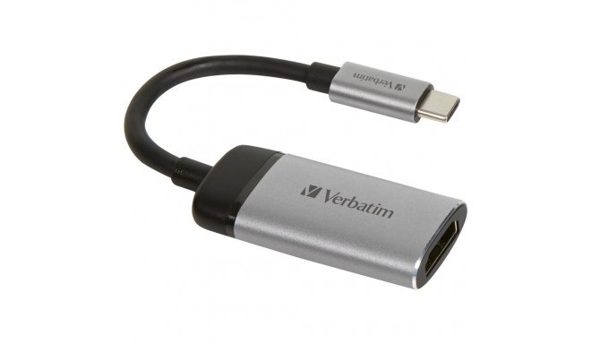 Verbatim USB adapter, USB-C male > HDMI female (silver/black, 10cm, 4K 60Hz)