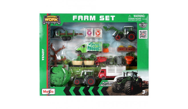 Maisto Mini Work Machines Fendt Super Farm Play Set, Model Vehicle (with Play Mat)