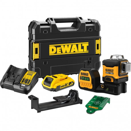 aku multijoonlaser DCE089D1G18 3x360° 18V roheliste laserliinidega, must/kollane