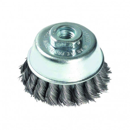 Steel wire cupbrush for angle grinder, 65mm, twisted Ø0.35mm, M14 (6pcs)