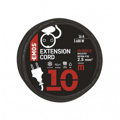 Current Extension cable (rubber) 10m, 3x2,5mm2, SCHUKO