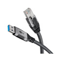 "Goobay USB-A 3.0 > RJ45 (ST-ST) 3m Ethernet-Kabel Schwarz-Silber"