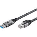 "Goobay USB-A 3.0 > RJ45 (ST-ST) 1m Ethernet-Kabel Schwarz-Silber"