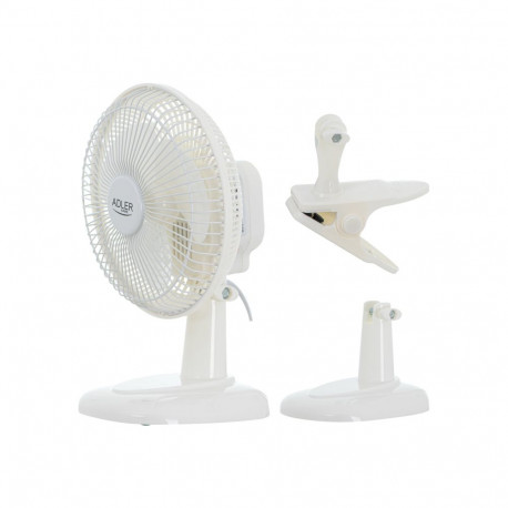 Adler | Fan with clip | AD 7317 | Table Fan | White | Diameter 15 cm | Number of speeds 2 | 30 W
