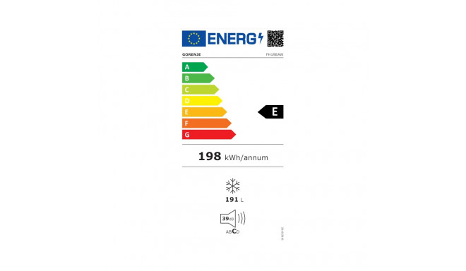 Gorenje Sügavkülmik FH19EAW Energiasäästlikkuse klass E Kummut Vabalt seisev Kõrgus 85,3 cm Kogumaht