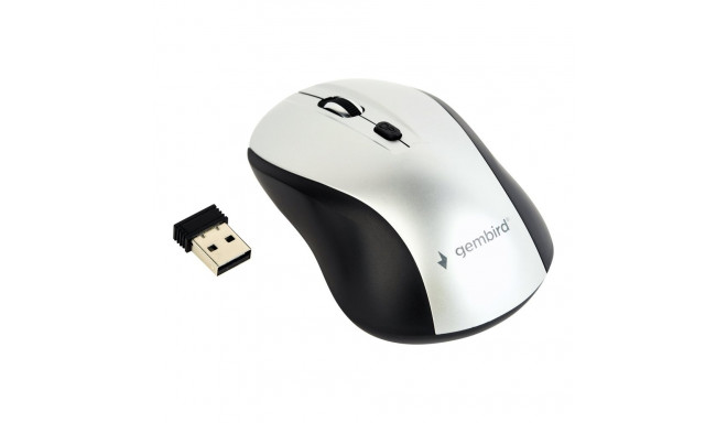 Gembird optiline hiir MUSW-4B-02-BS juhtmevaba USB must/hõbedane