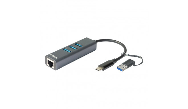 D-Link | USB-C/USB to Gigabit Ethernet Adapter with 3 USB 3.0 Ports | DUB-2332