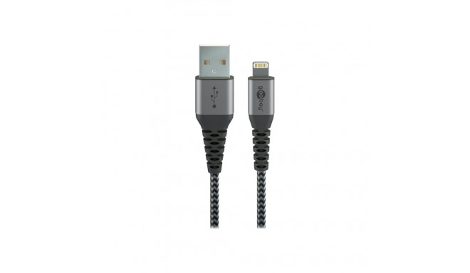 Goobay | Lightning to USB-A Textile Cable with Metal Plugs | 49268 | USB-A to Lightning