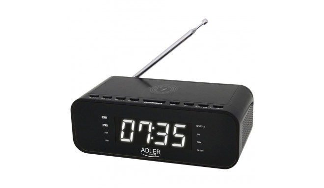 Adler | Alarm Clock with Wireless Charger | AD 1192B | Alarm function | AUX in | Black