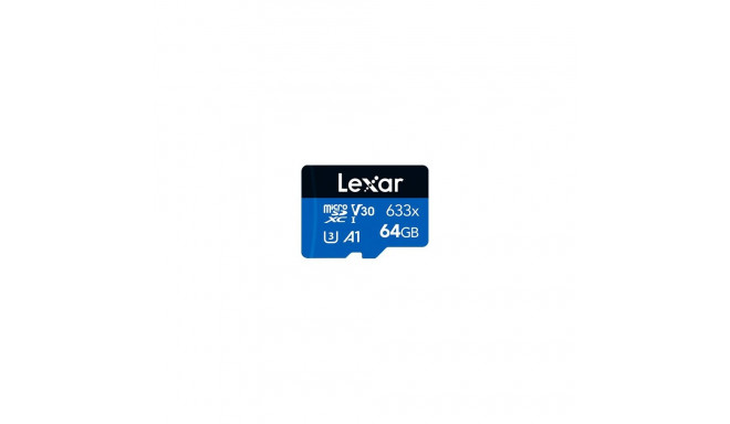 Lexar 64GB Kõrge Jõudlusega 633x microSDHC UHS-I, kuni 100MB/s lugemine 20MB/s kirjutamine | Lexar |